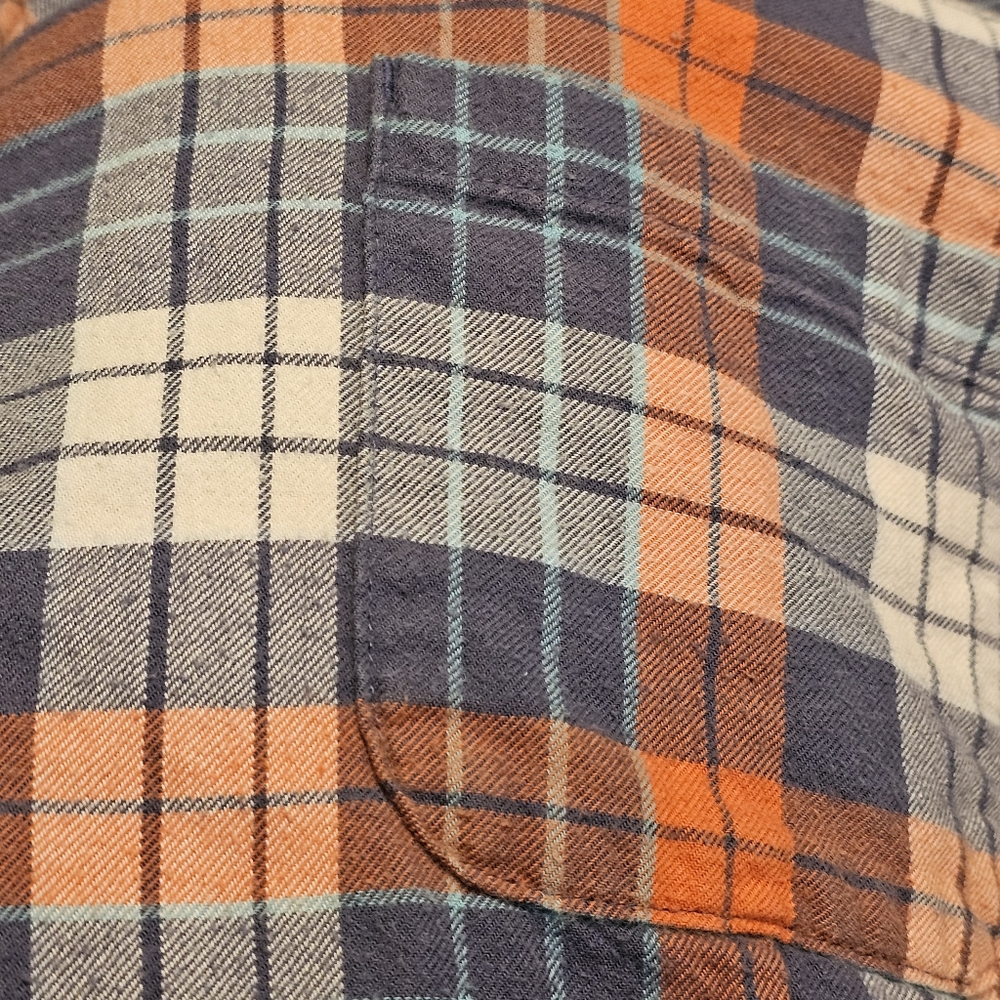 L.L. Bean Blue and Orange Plaid Button Down Shirt - Picture 5 of 10